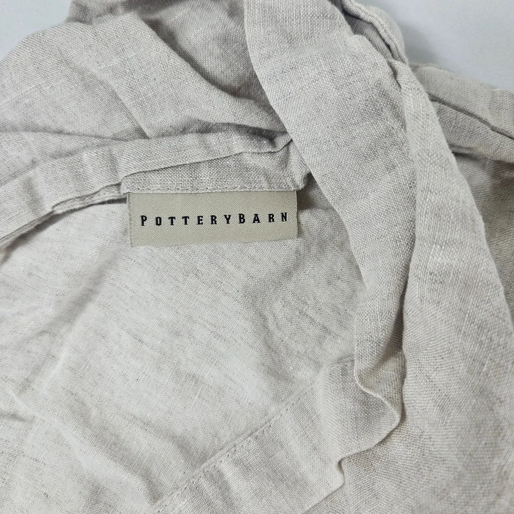 Pottery Barn Belgian Flax Linen F/Q Hemstitch Duvet Cover Shams Soft Gray 88x92